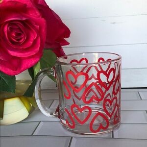 Spritz Clear Glass Mug with Large Red Heart Motif